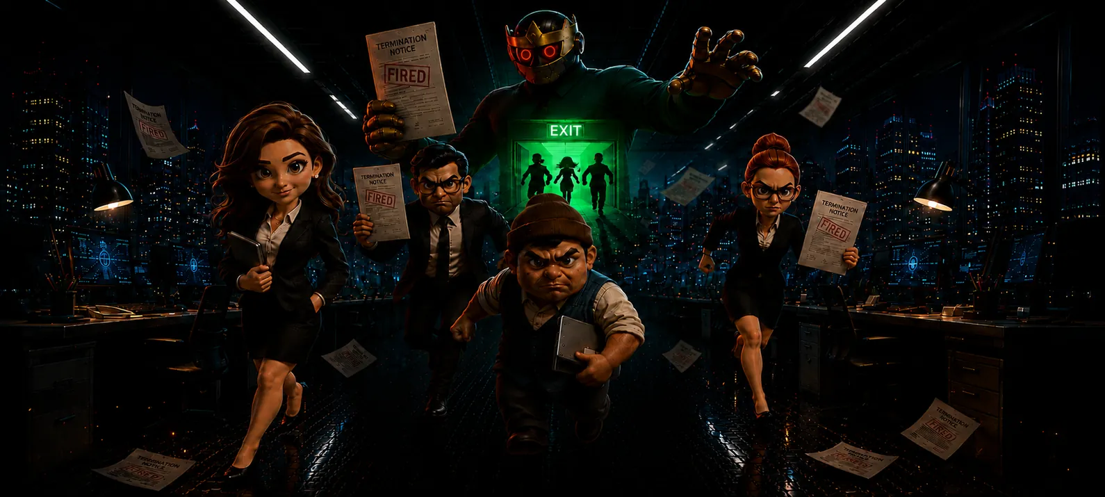 Employees facing a corporate enemy in Corporate Escape